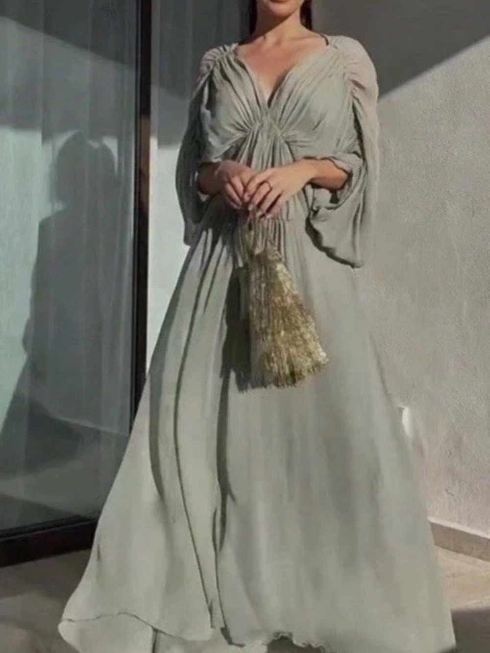Zara Sage Green Knot-Front Maxi Dress - Picture 4 of 13